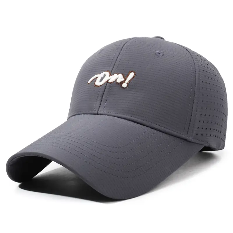 Men's Grey Perforated Baseball Cap with "Tas" Embroidery - Image 4