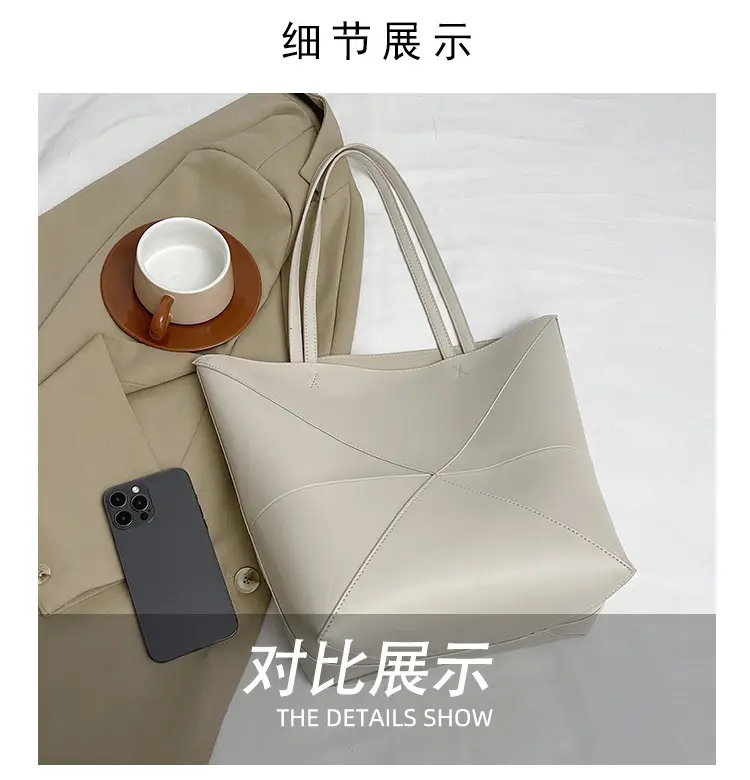 Customizable Large Capacity Leather Tote Bag with Logo — feature 5