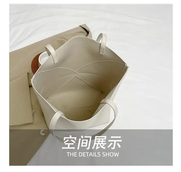 Customizable Large Capacity Leather Tote Bag with Logo — feature 9