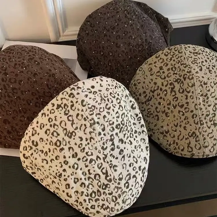 Leopard Print Forward Cap for Women Face-Slimming Beret - Image 6