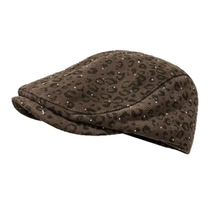 Leopard Print Forward Cap for Women Face-Slimming Beret - Image 7