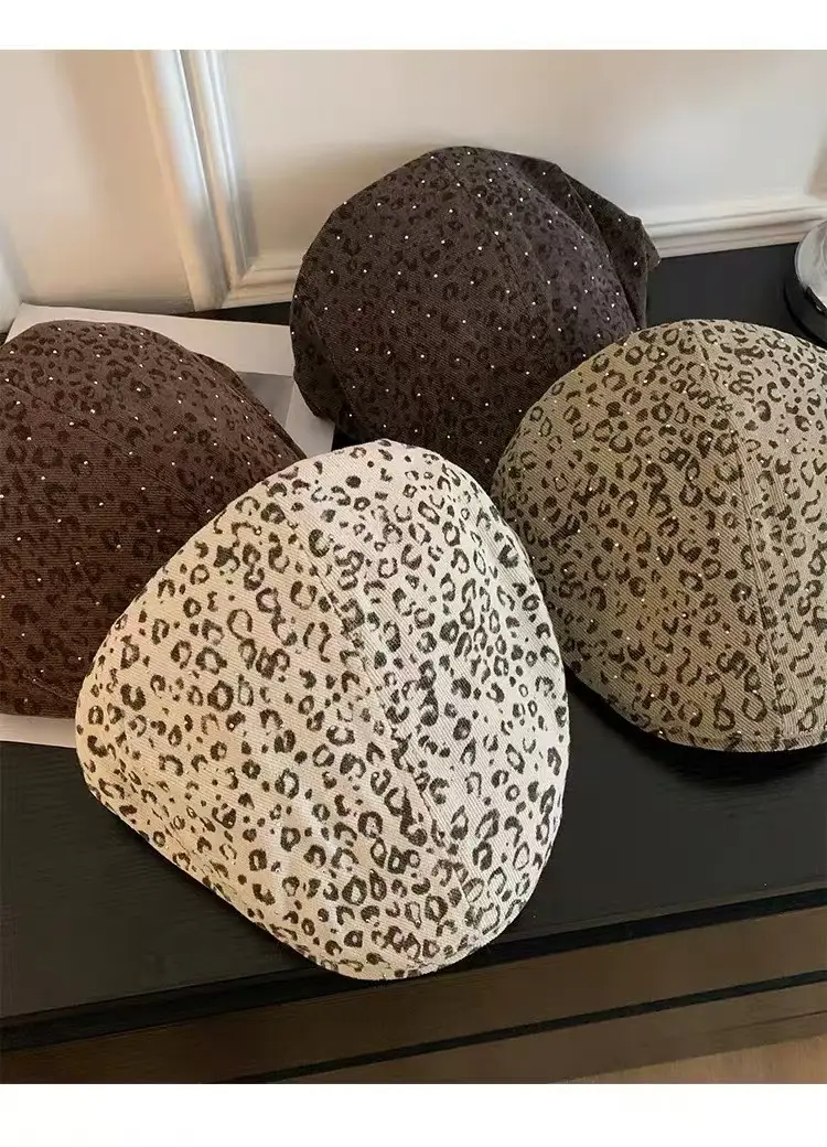 Leopard Print Forward Cap for Women Face-Slimming Beret — feature 10
