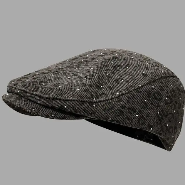 Leopard Print Forward Cap for Women Face-Slimming Beret - Image 2