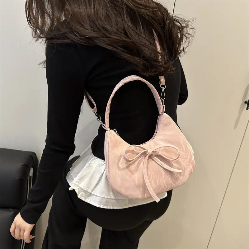 Women's White Lace Bow Shoulder Bag 2026 - Image 4