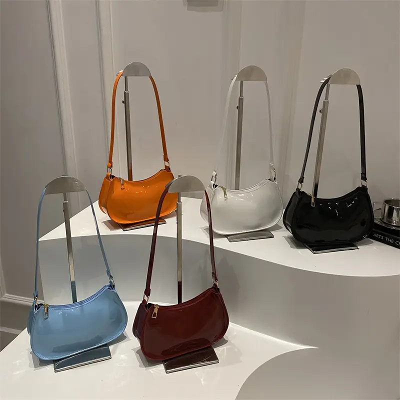 Glossy Orange Shoulder Bag for Women 2025 Spring New
