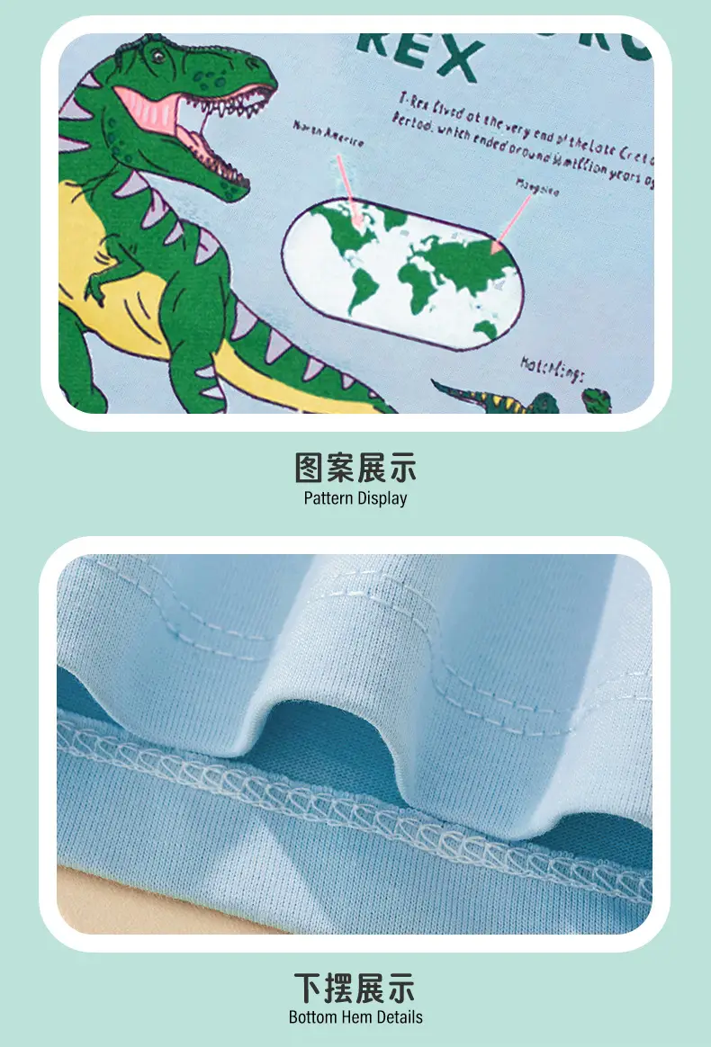 2025 Summer Blue Cartoon Dinosaur T-Shirt for Boys — feature 8