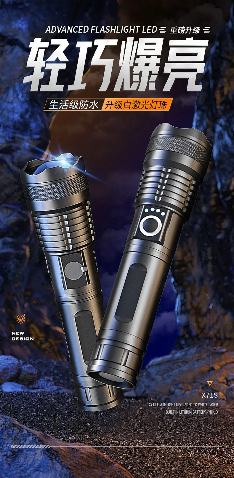 Multi-Function Laser Flashlight Aluminum Outdoor Work Light β feature 1