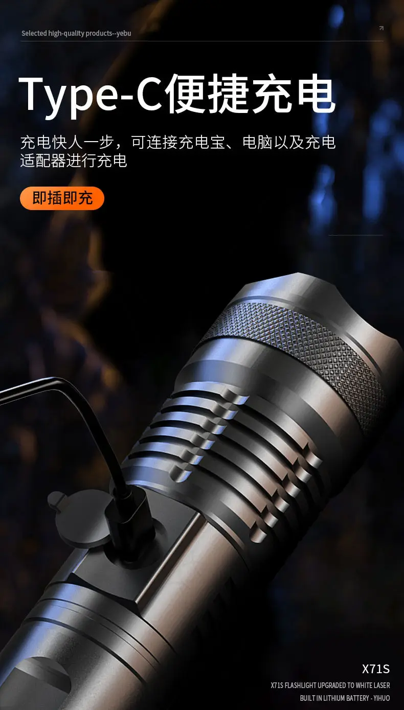 Multi-Function Laser Flashlight Aluminum Outdoor Work Light β feature 8