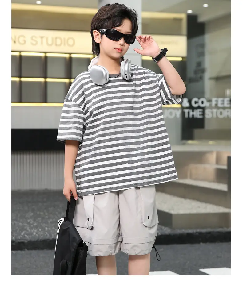 Summer Boys Striped T-Shirt Shorts Set — feature 15