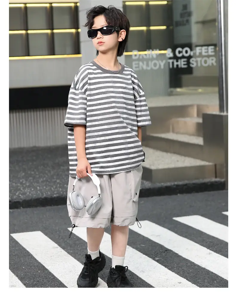 Summer Boys Striped T-Shirt Shorts Set — feature 19