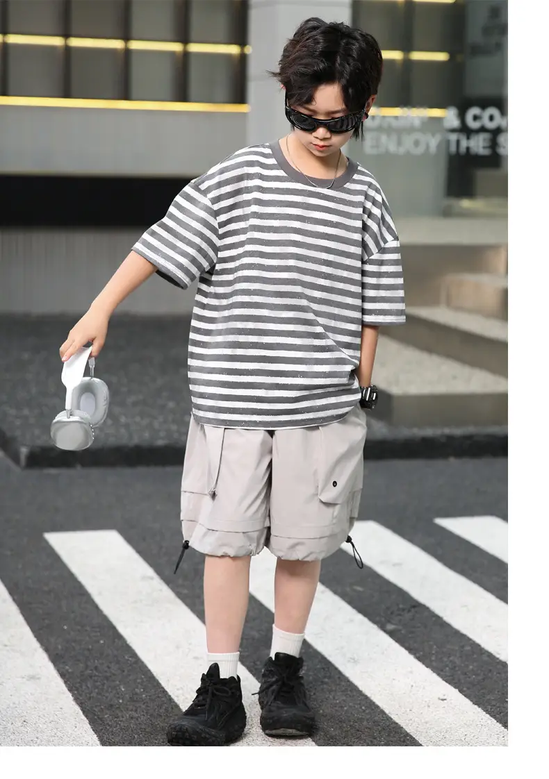 Summer Boys Striped T-Shirt Shorts Set — feature 20