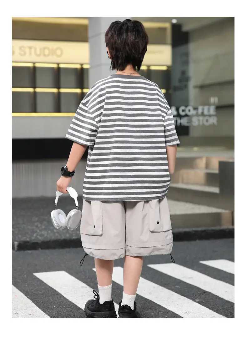 Summer Boys Striped T-Shirt Shorts Set — feature 21