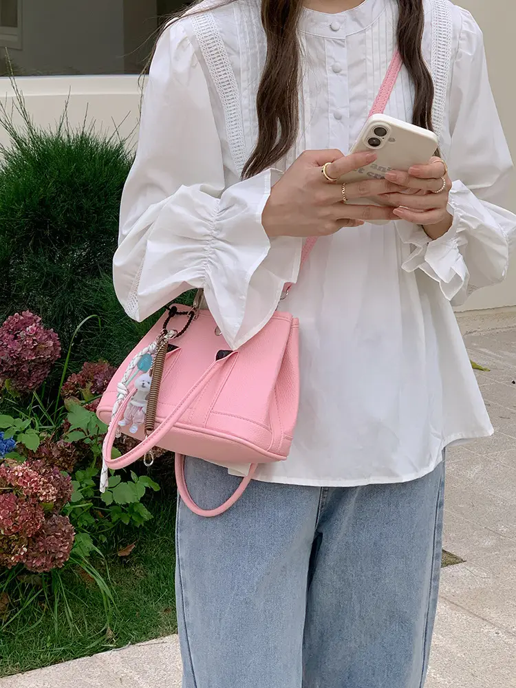 Women's Yellow Leather Bucket Bag Spring 2025 — feature 22