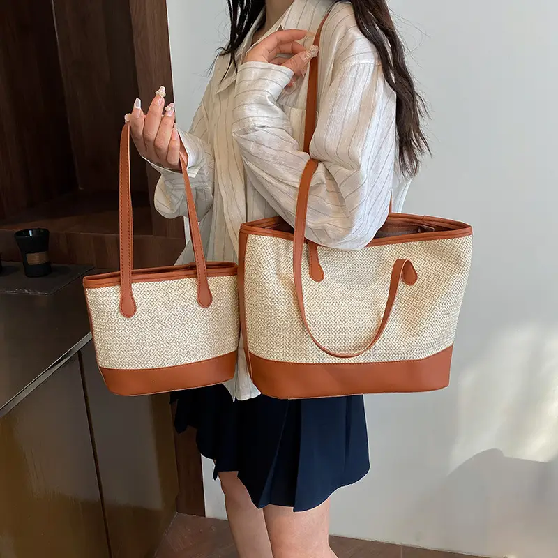 2025 Women Straw Tote Bag Large Capacity Casual Shoulder Bag - Image 6