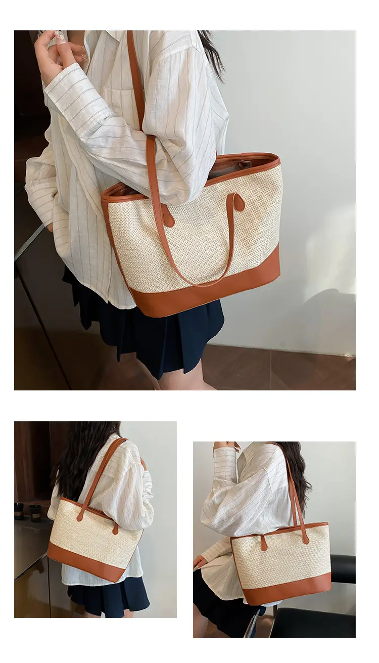 2025 Women Straw Tote Bag Large Capacity Casual Shoulder Bag — feature 7