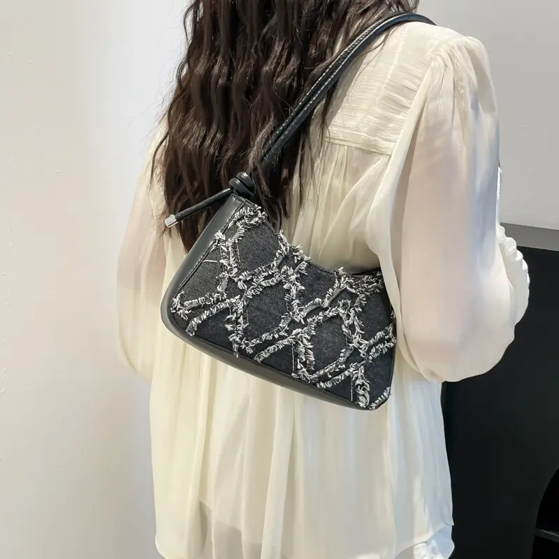 Blue Rhombic Underarm Bag for Women 2025