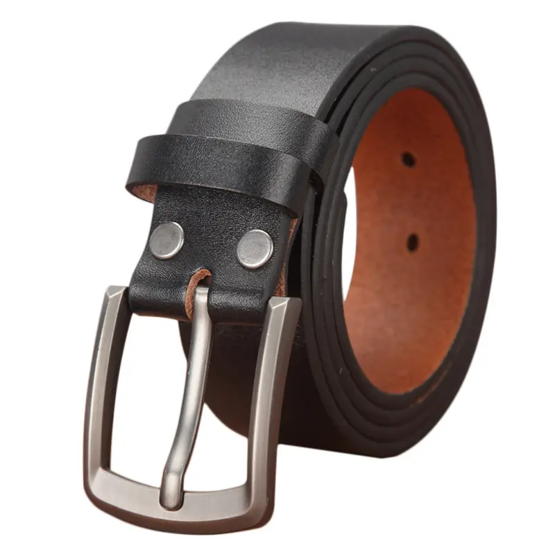 Men's Genuine Leather Belt with Pin Buckle Brown - Image 7