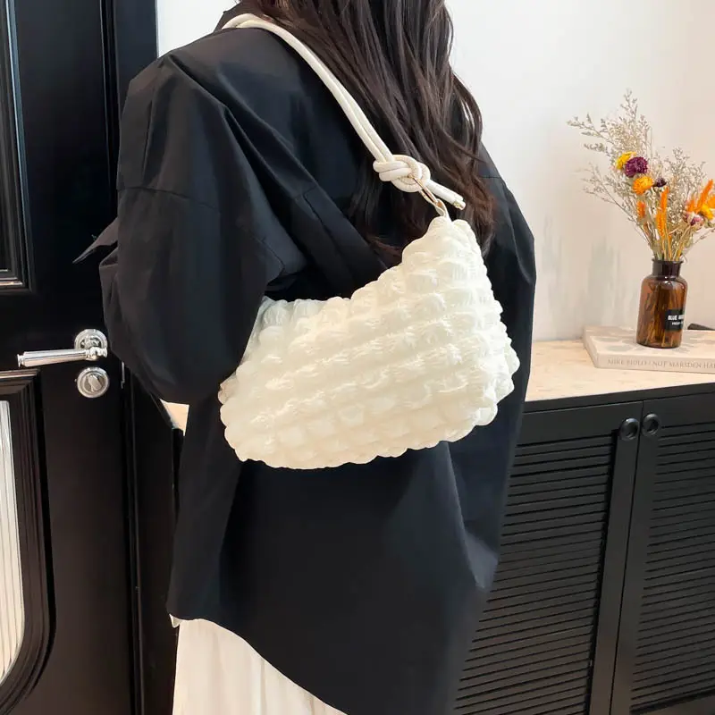 Pink Bubble Soft Pleated Shoulder Bag for Girls - Image 6