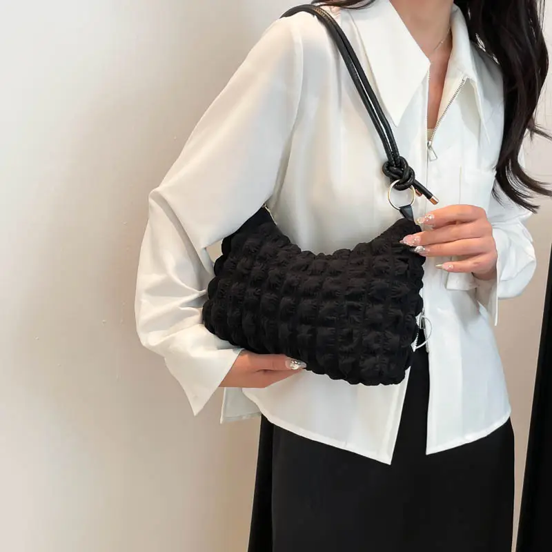 Pink Bubble Soft Pleated Shoulder Bag for Girls - Image 7