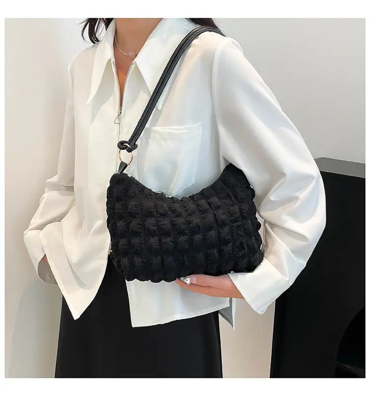 Pink Bubble Soft Pleated Shoulder Bag for Girls — feature 10