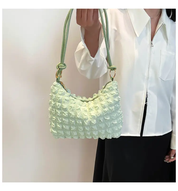 Pink Bubble Soft Pleated Shoulder Bag for Girls — feature 16