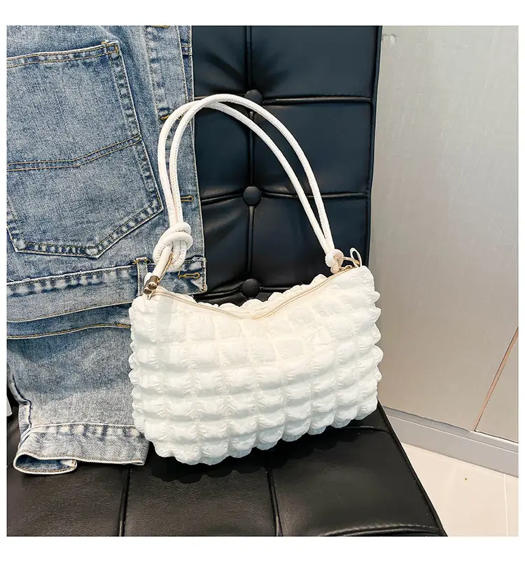 Pink Bubble Soft Pleated Shoulder Bag for Girls - Image 2