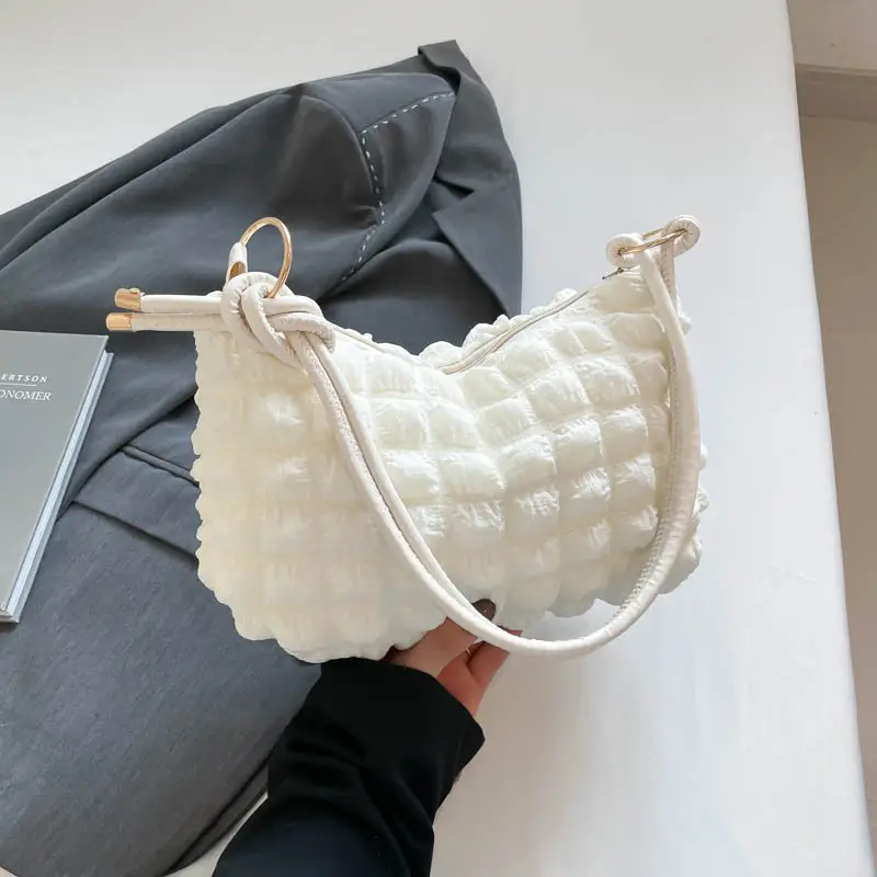 White Underarm Bag for Women Large Capacity Shoulder Crossbody - Image 2