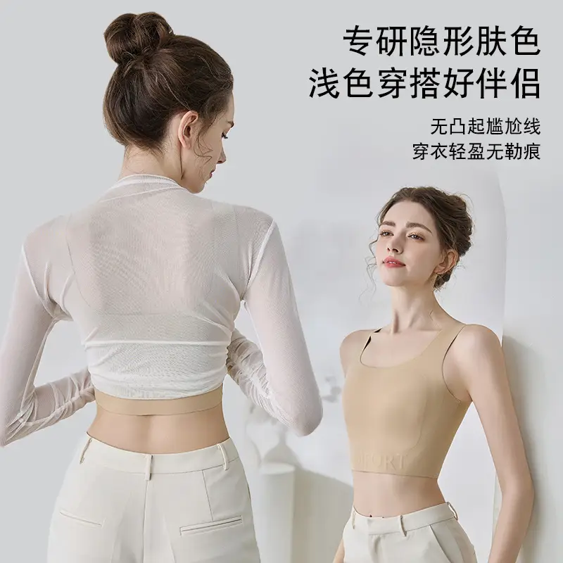 Traceless Underwear Women's Thin Summer Large Chest Showing Small Anti-sagging Non-steel Ring Corset Paper Humanistic Bra Vest-style