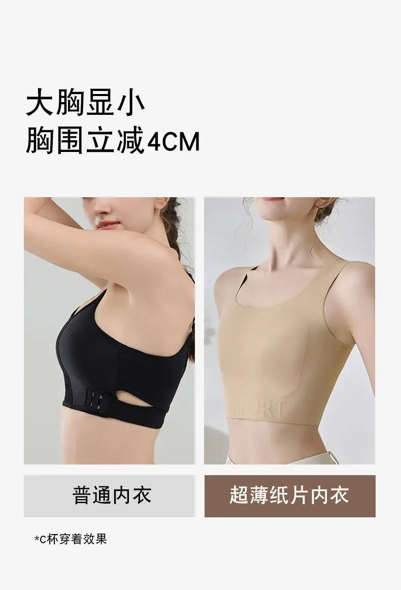 Traceless Underwear Women's Thin Summer Large Chest Showing Small Anti-sagging Non-steel Ring Corset Paper Humanistic Bra Vest-style — feature 2