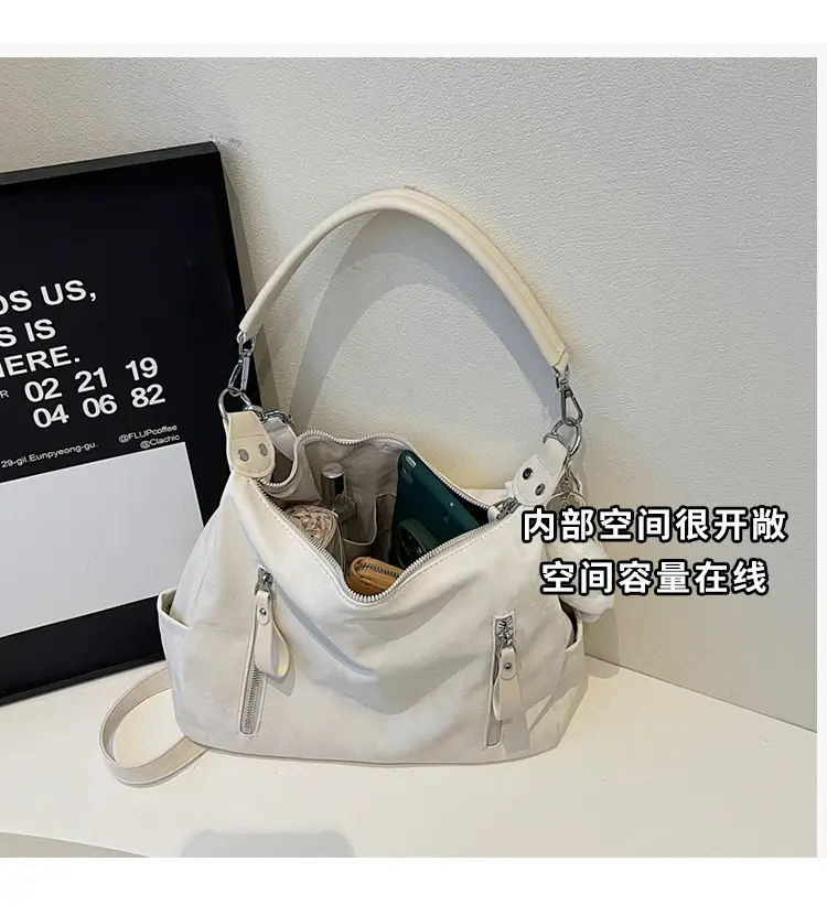 Women's White Retro Shoulder Bag with Cute Charm — feature 10