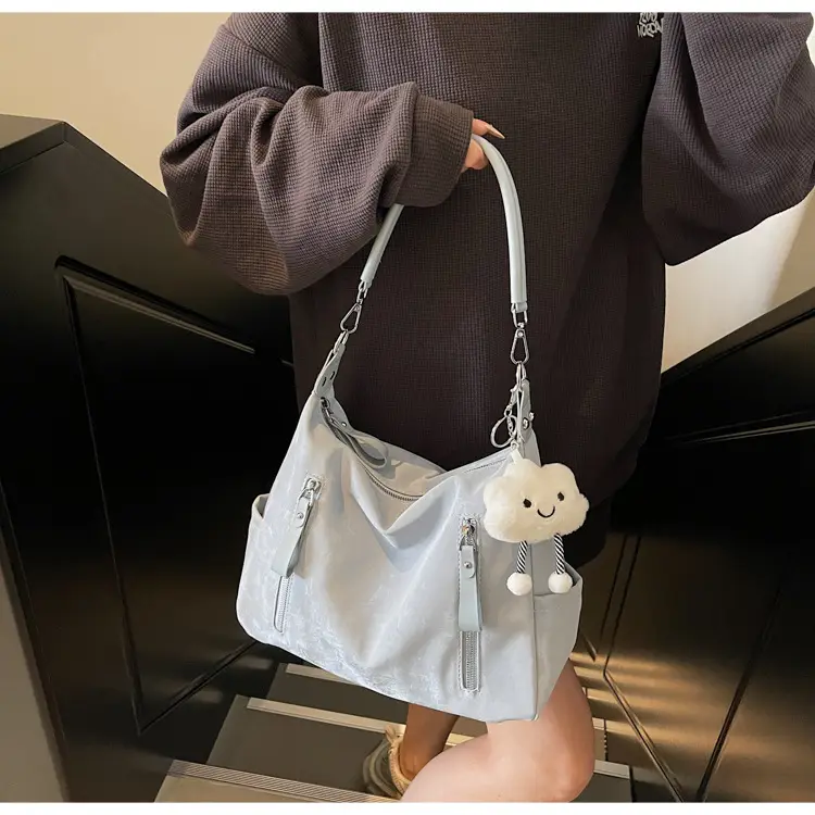 Women's White Retro Shoulder Bag with Cute Charm — feature 11