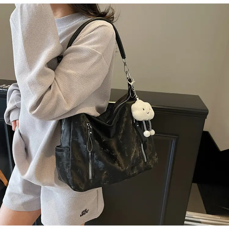 Women's White Retro Shoulder Bag with Cute Charm — feature 18