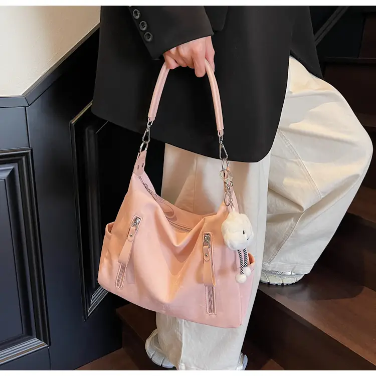 Women's White Retro Shoulder Bag with Cute Charm — feature 19
