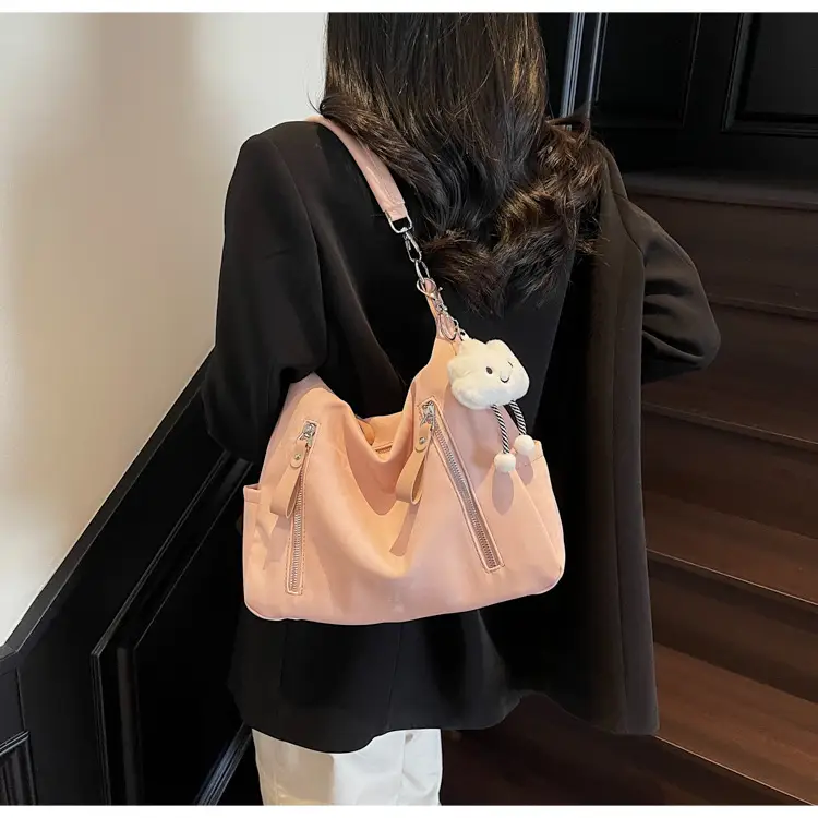 Women's White Retro Shoulder Bag with Cute Charm — feature 20