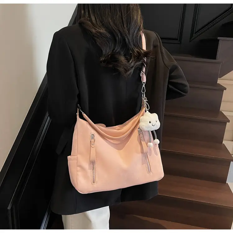 Women's White Retro Shoulder Bag with Cute Charm — feature 21