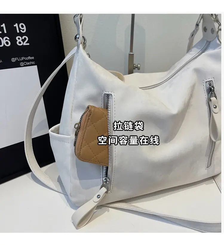 Women's White Retro Shoulder Bag with Cute Charm — feature 5