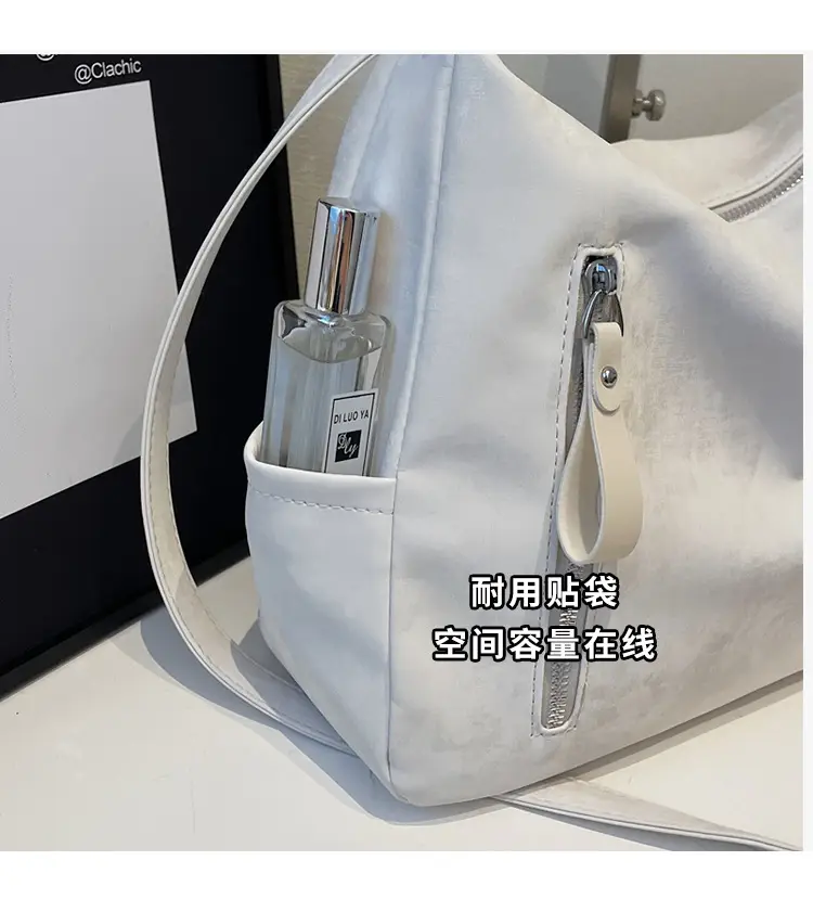 Women's White Retro Shoulder Bag with Cute Charm — feature 9