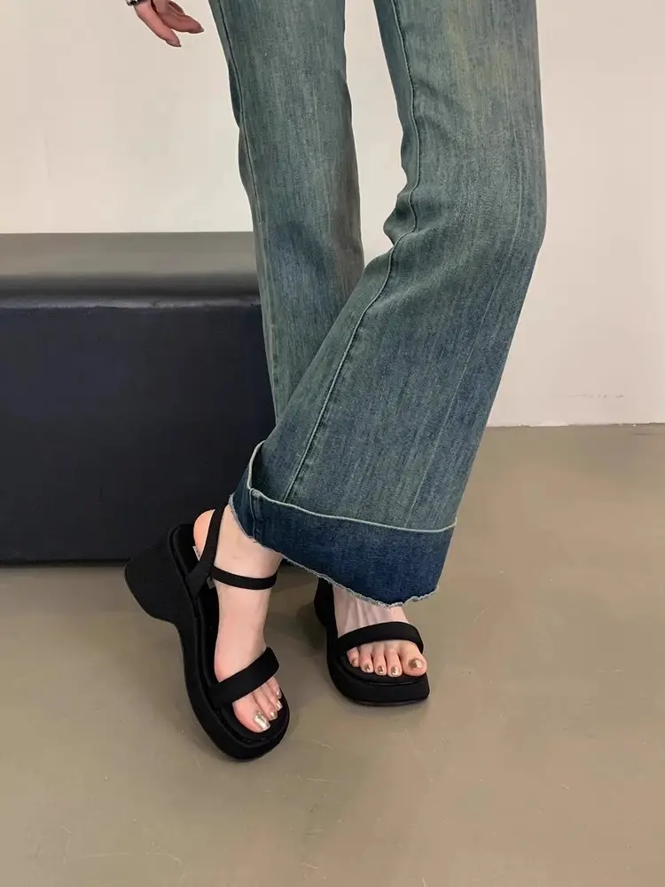 Women Black Wedge Sandals Fairy Style 2025 — feature 12