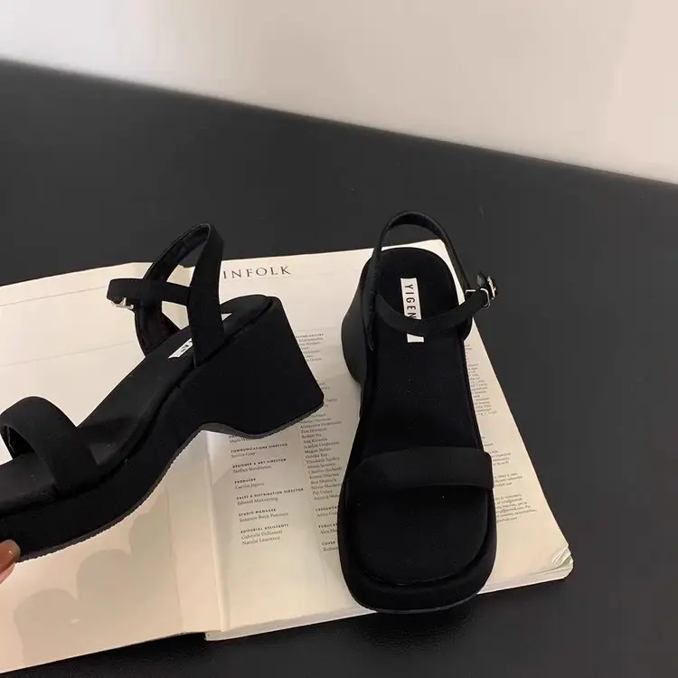 Women Black Wedge Sandals Fairy Style 2025 — feature 14