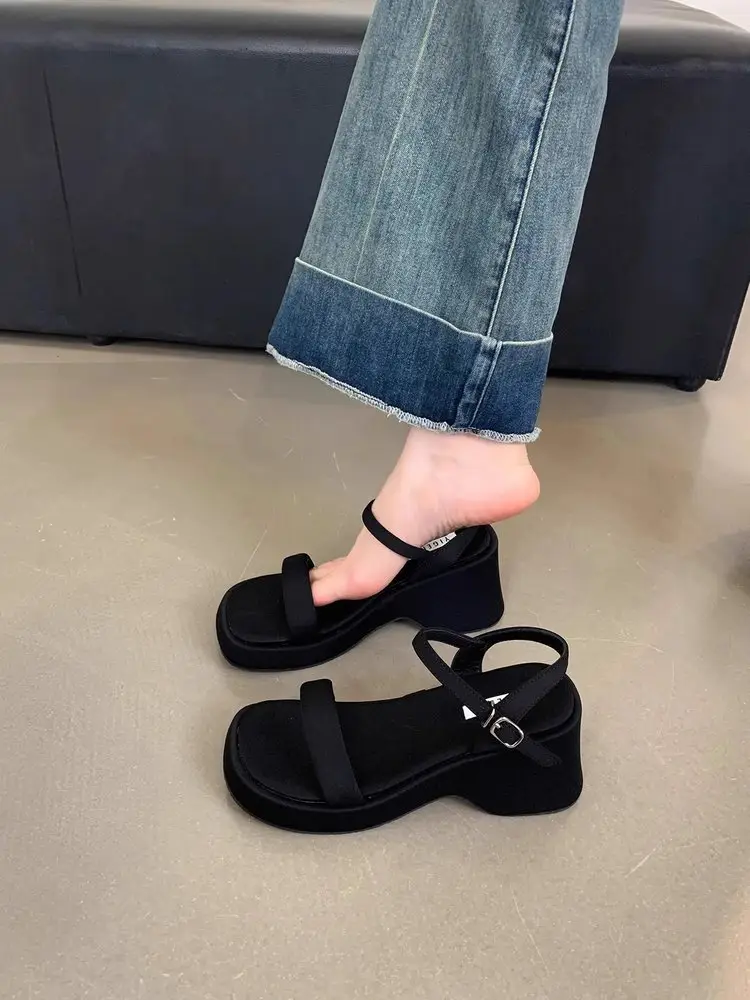Women Black Wedge Sandals Fairy Style 2025 — feature 15
