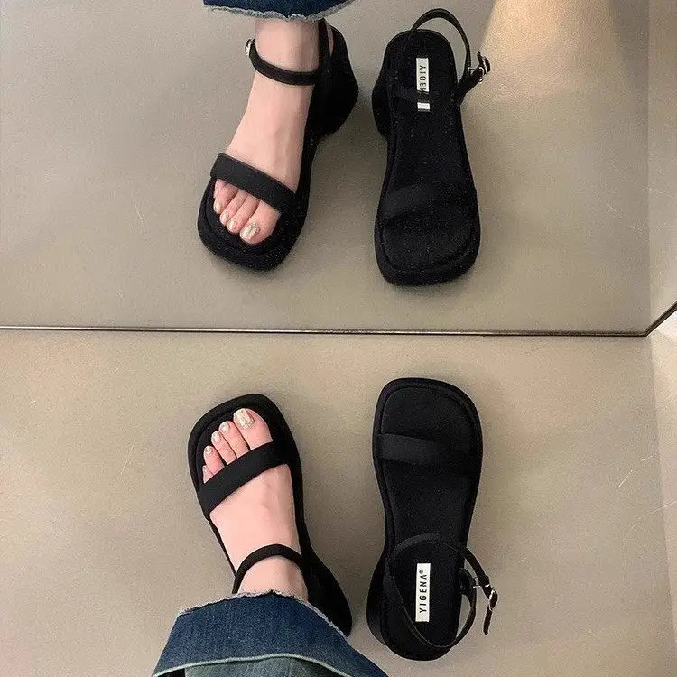 Women Black Wedge Sandals Fairy Style 2025 — feature 2