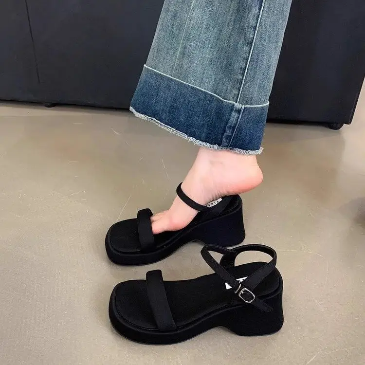 Women Black Wedge Sandals Fairy Style 2025 — feature 5