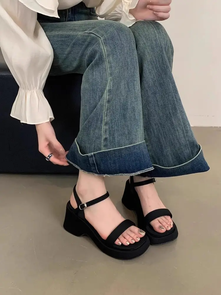 Women Black Wedge Sandals Fairy Style 2025 — feature 9