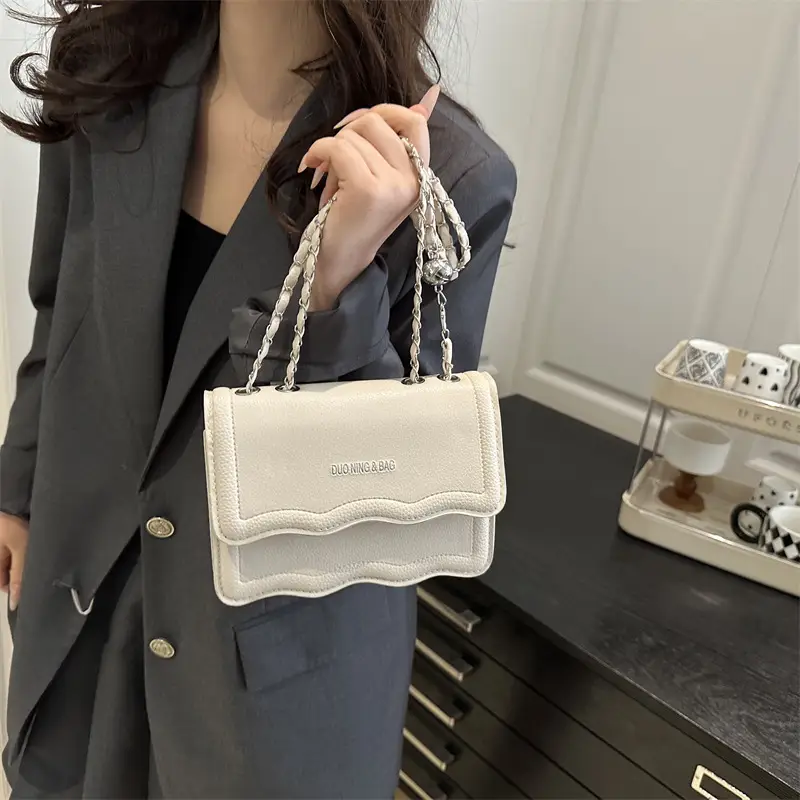 2025 Women's Brown Leather Crossbody Bag Niche Trendy Small Square Bag - Image 8