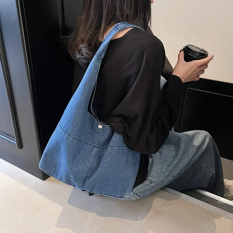 Women Retro Denim Shoulder Bag Large Capacity 2025 - Image 7