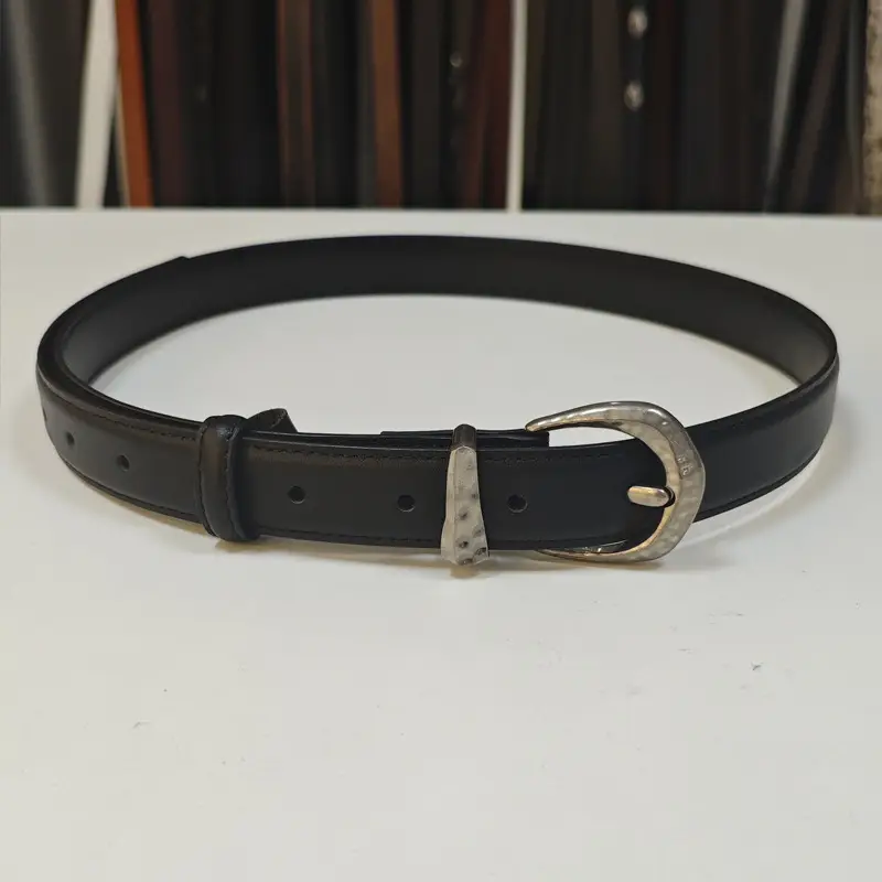 Black Leather Belt with Silver Buckle for Women — feature 2