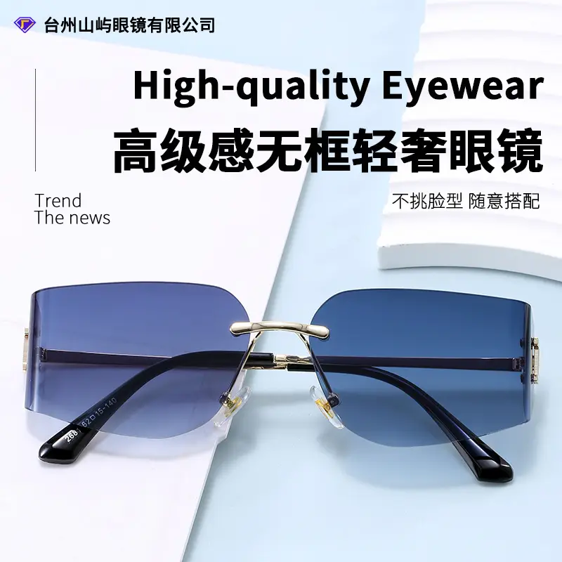 Women Pink Gradient Cut Edge Sunglasses - Image 8