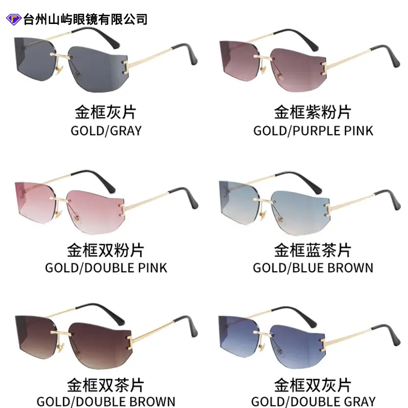 Women Pink Gradient Cut Edge Sunglasses - Image 9