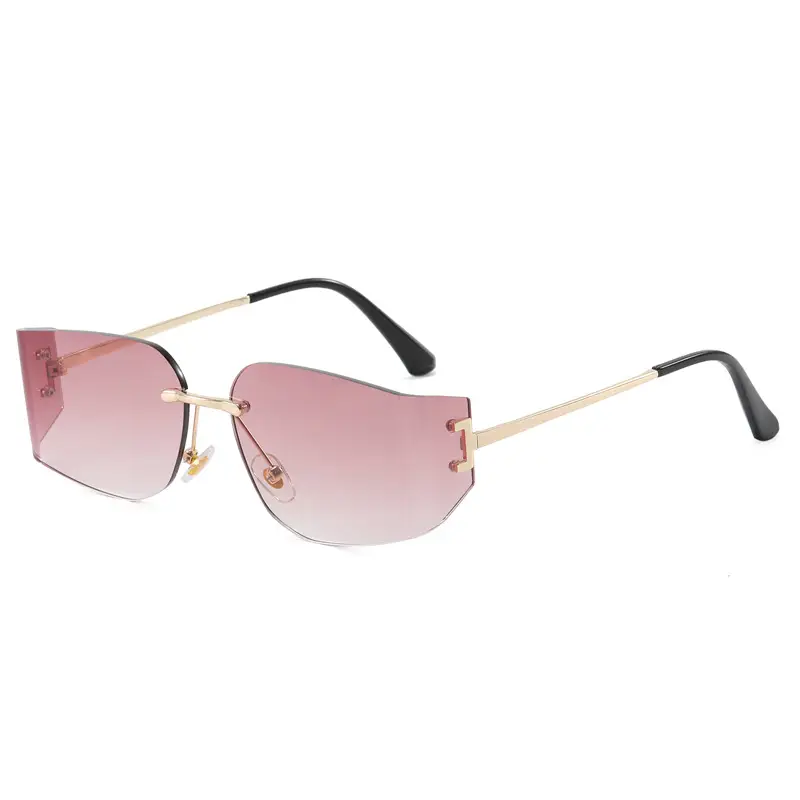 Women Pink Gradient Cut Edge Sunglasses - Image 3