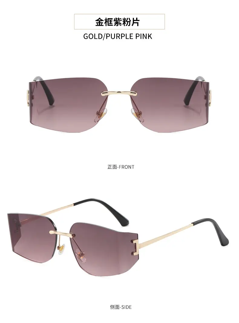 Women Pink Gradient Cut Edge Sunglasses — feature 13